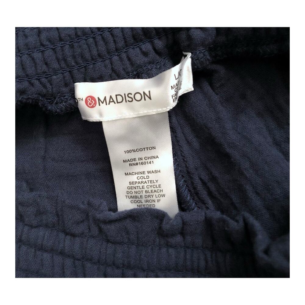 89th & Madison Pants Womens L Navy Blue Cotton Wide Leg Cropped Gaucho NWT - Picture 6 of 6